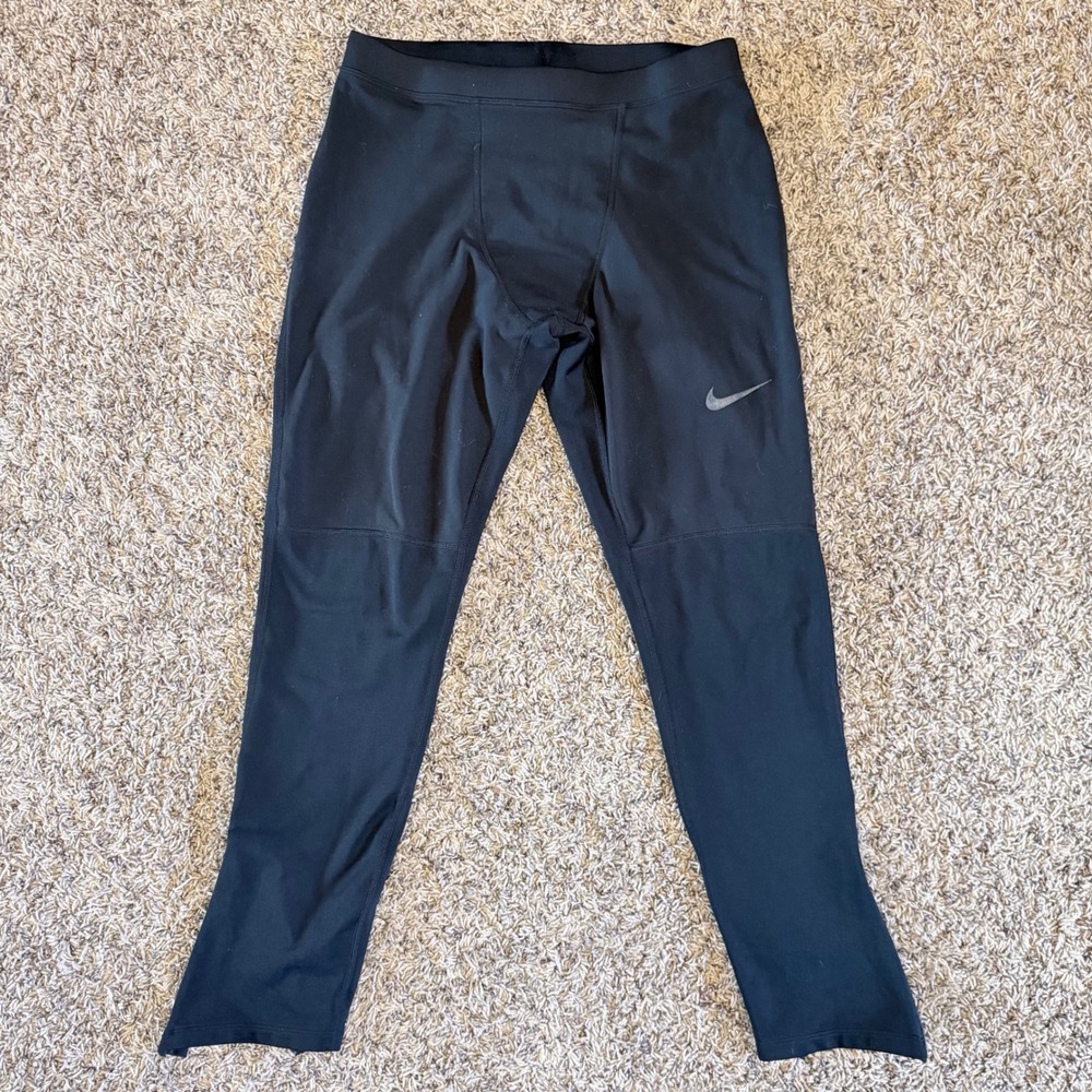 Nike Dri-FIT Mens Black Running Tights BV5493-010 Zippered Ankle Pants Medium